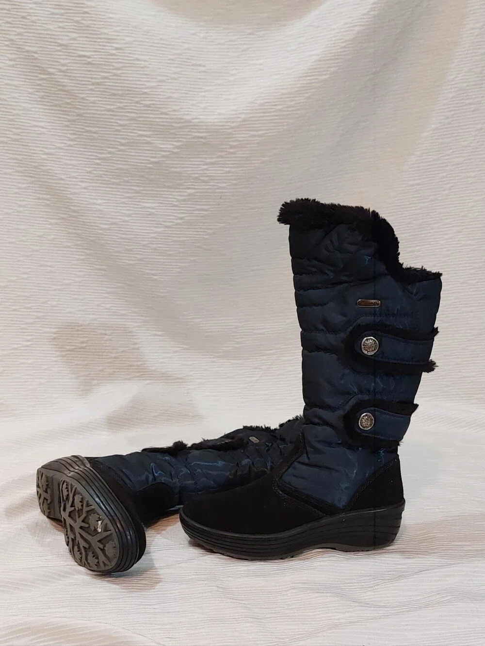 Pajar Black Quilted Faux-Fur Mid-Calf Winter Boots Size 38